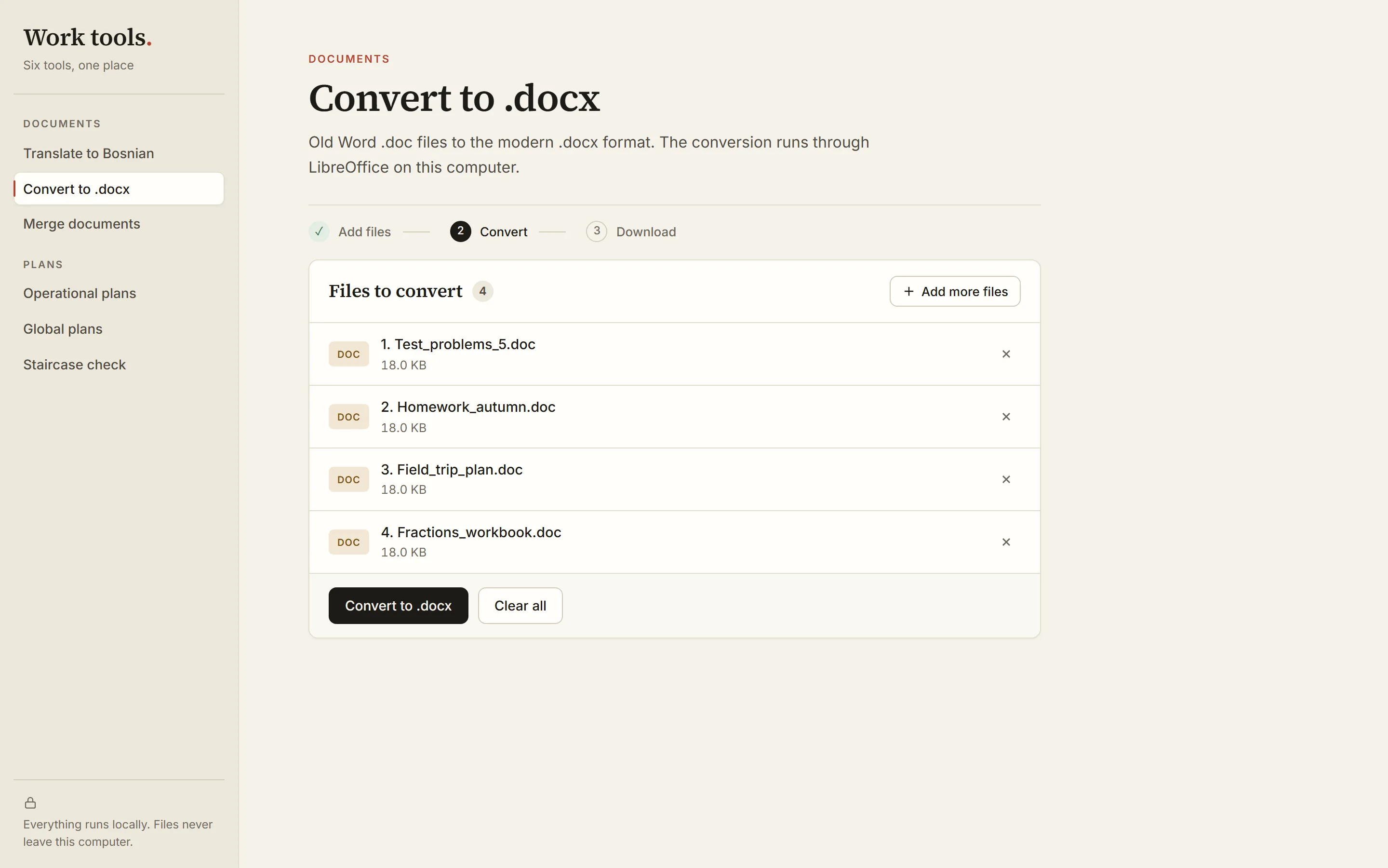 Convert to .docx — files added