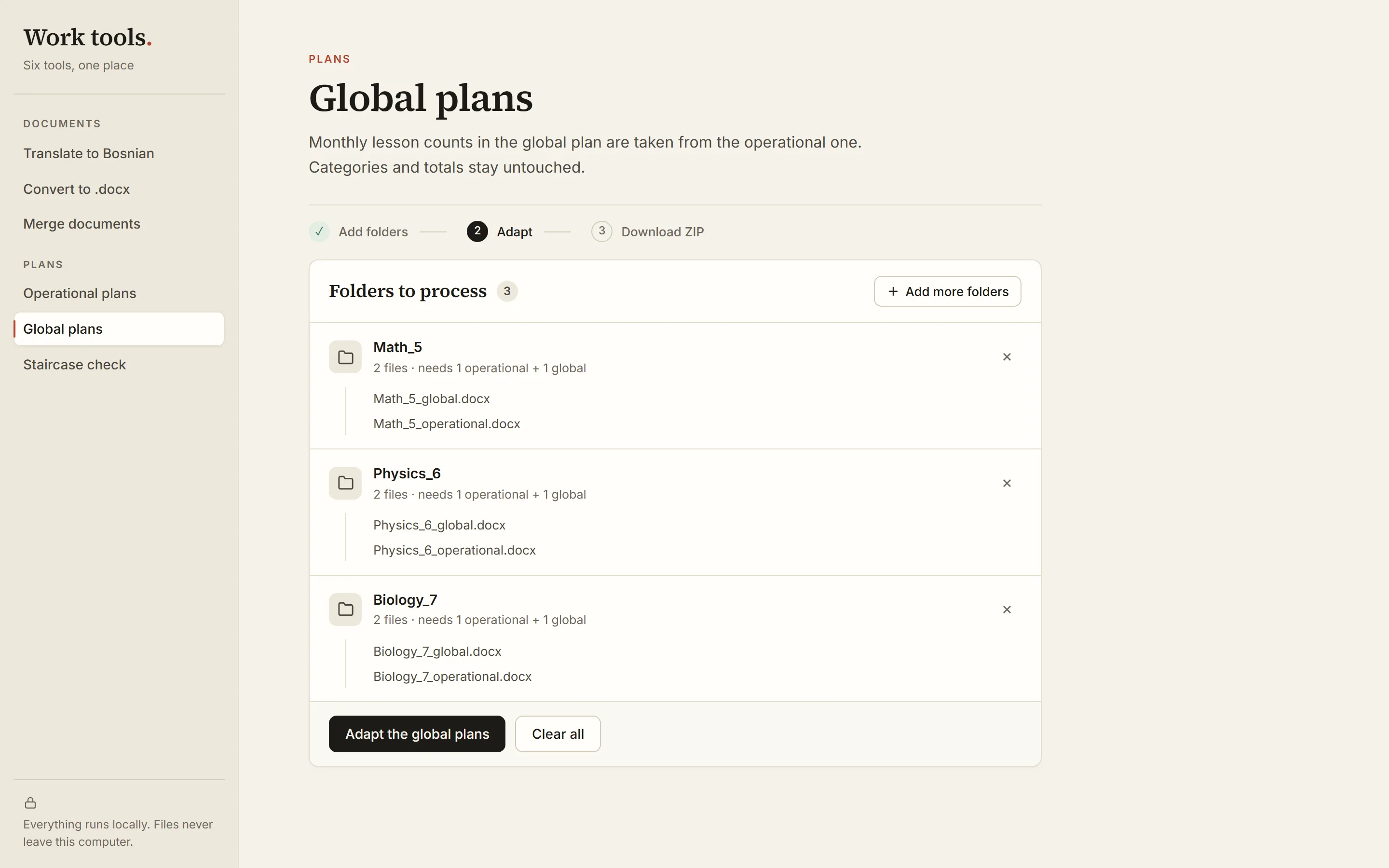 Global plans — files added