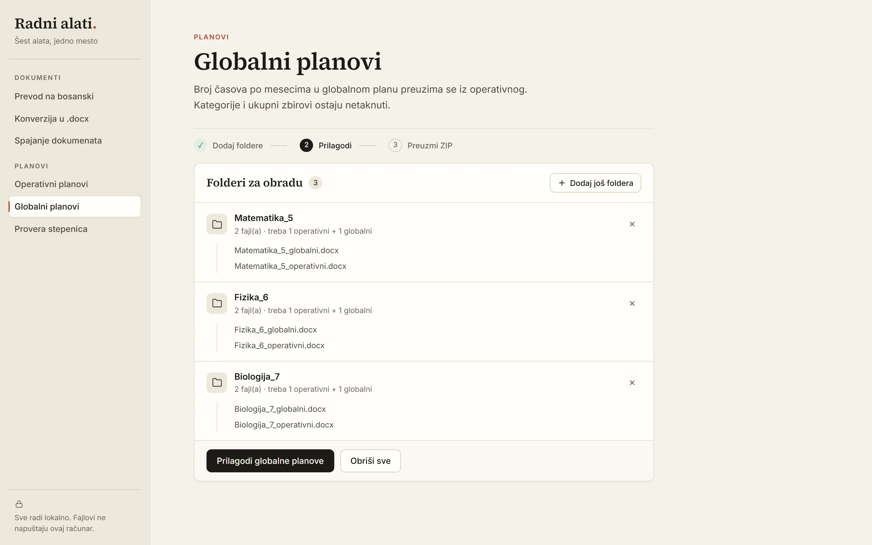 Globalni planovi — fajlovi dodati