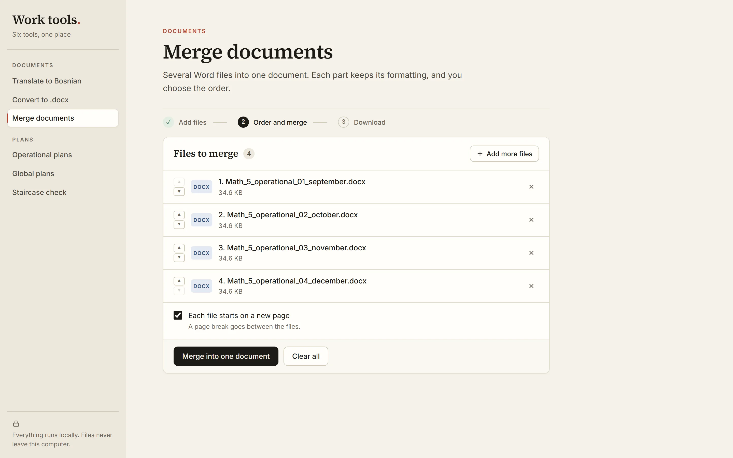 Merge documents — files added