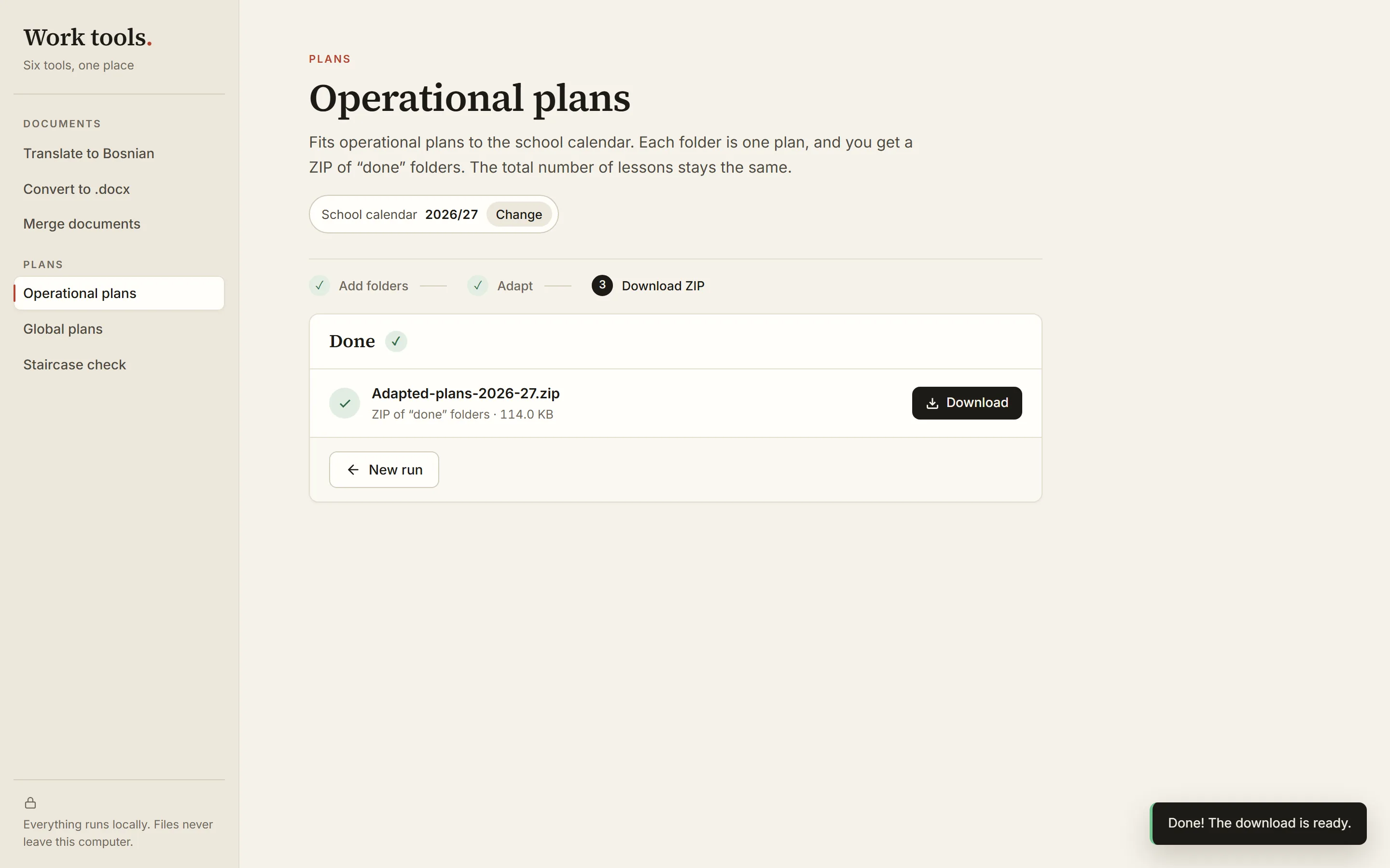 Operational plans — done