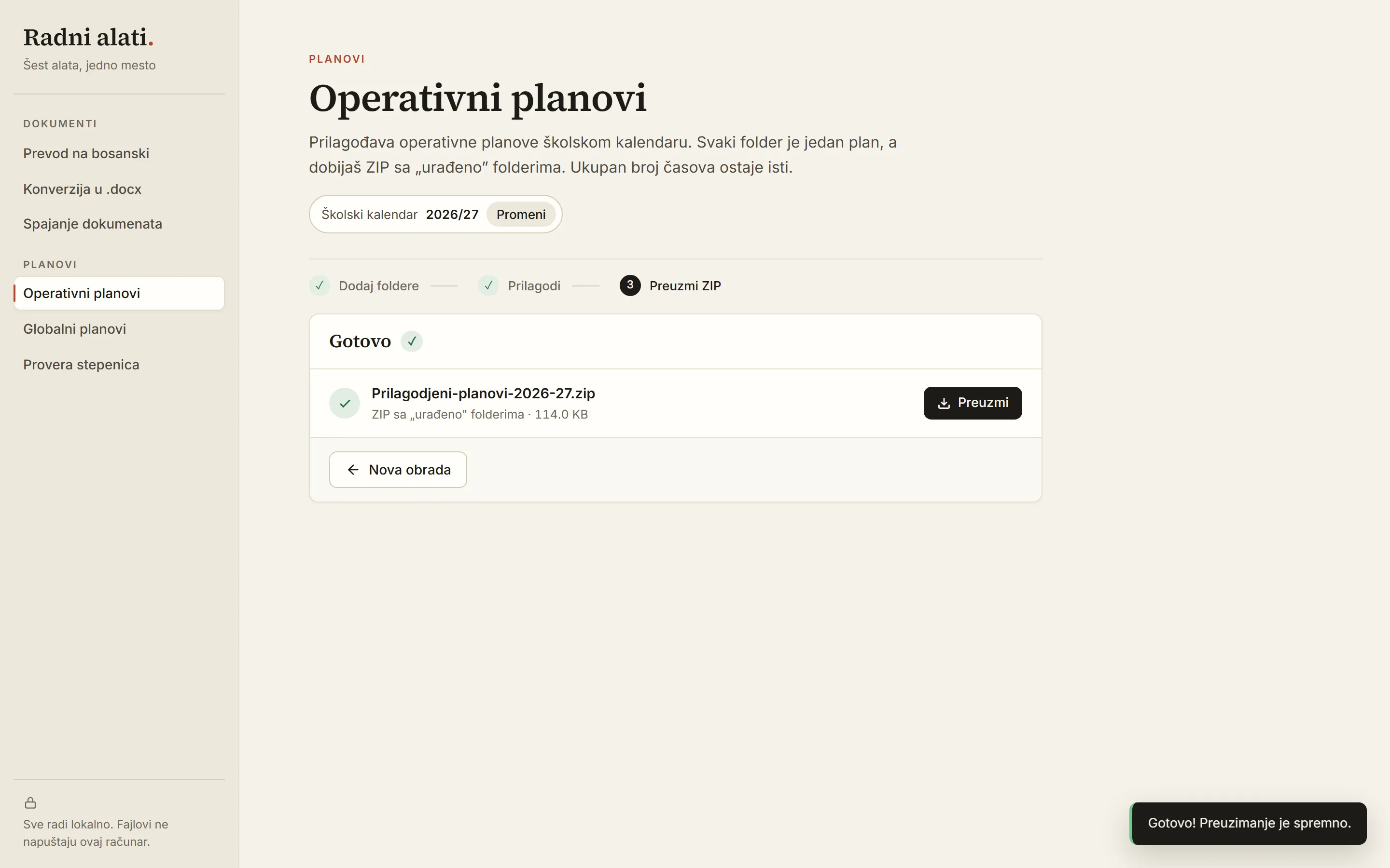 Operativni planovi — gotovo