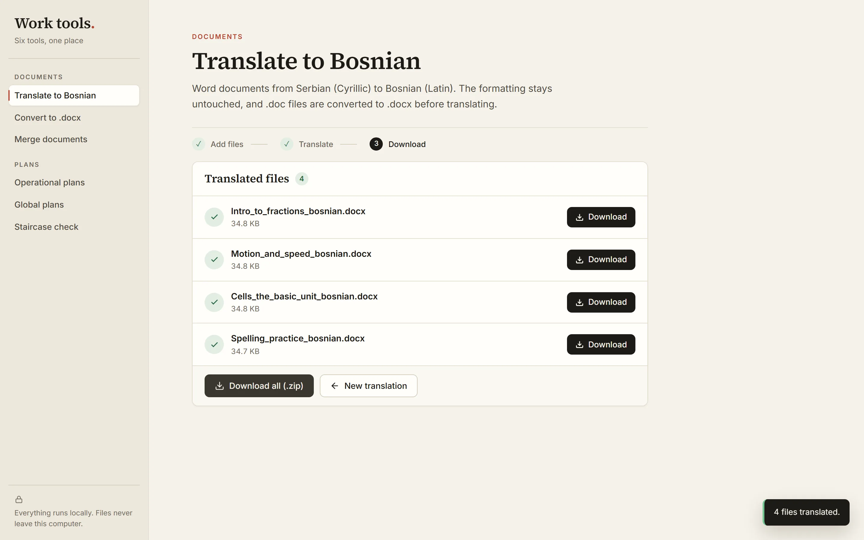 Translate to Bosnian — done