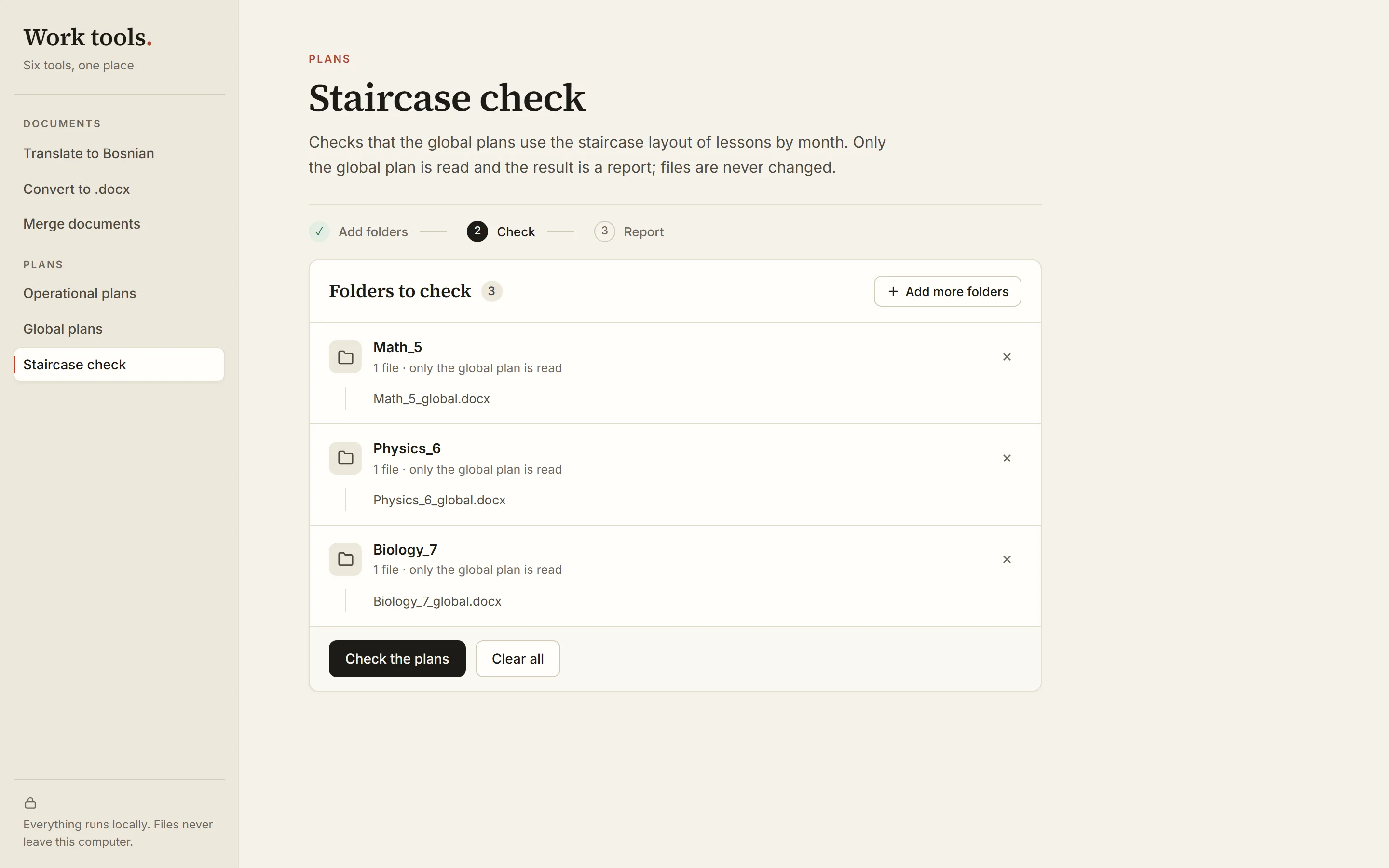 Staircase check — files added