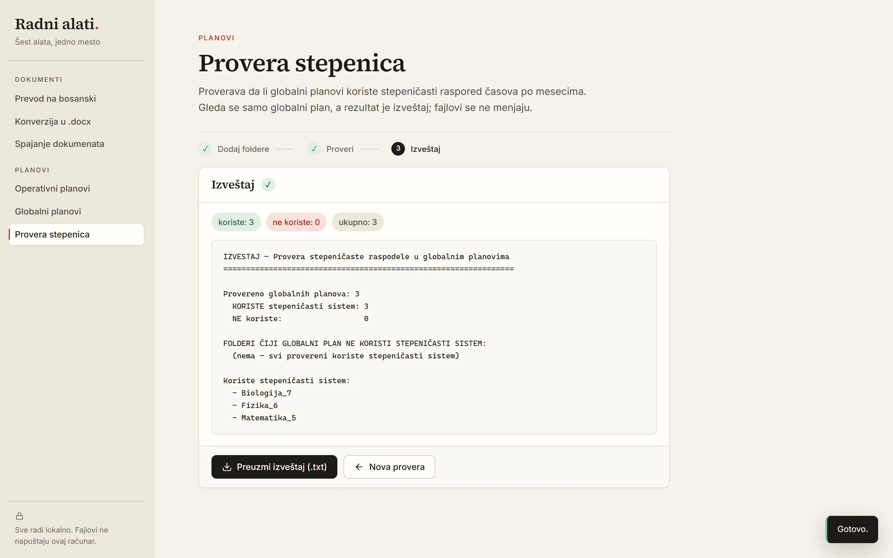 Provera stepenica — gotovo